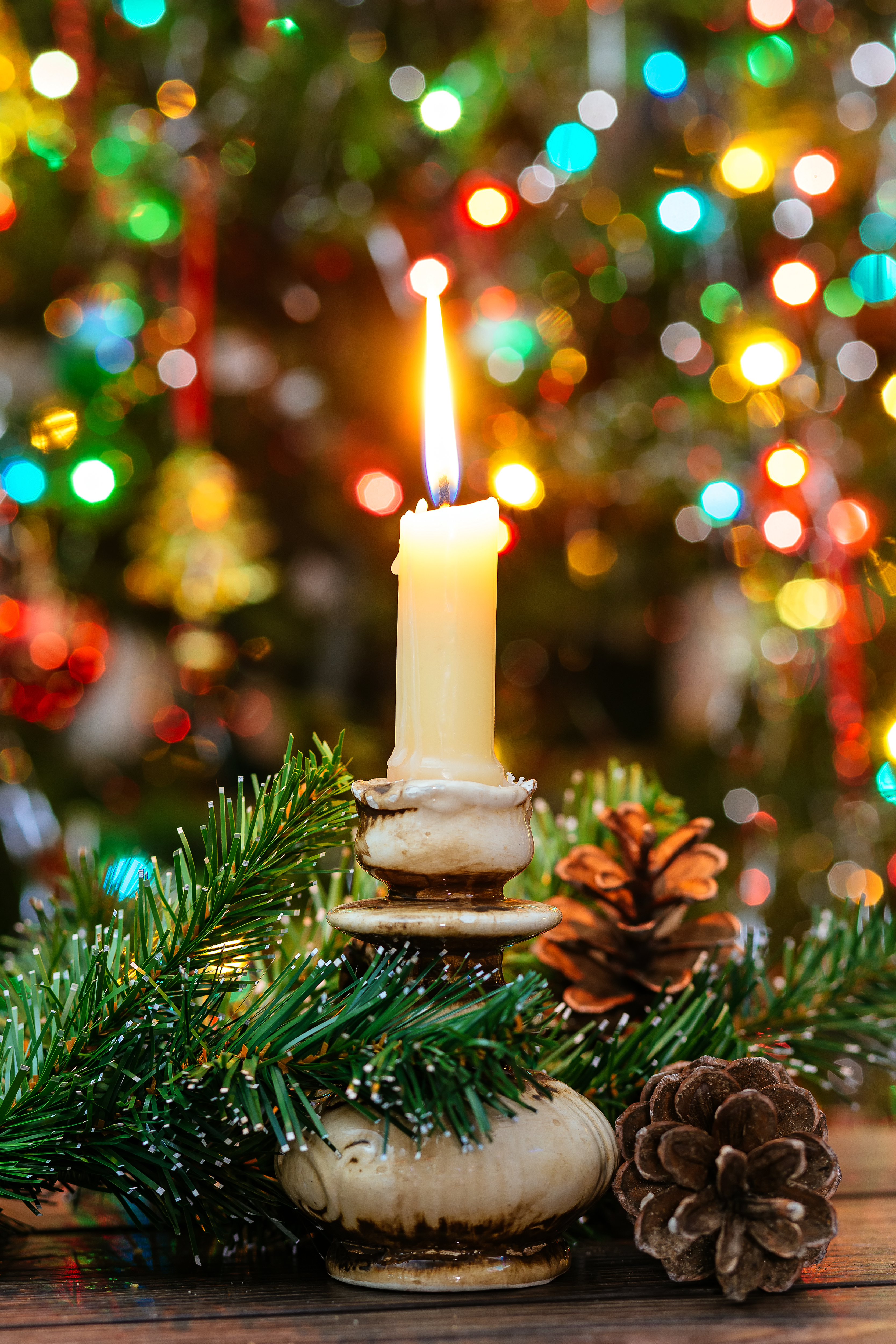 Burning Candle Christmas Tree